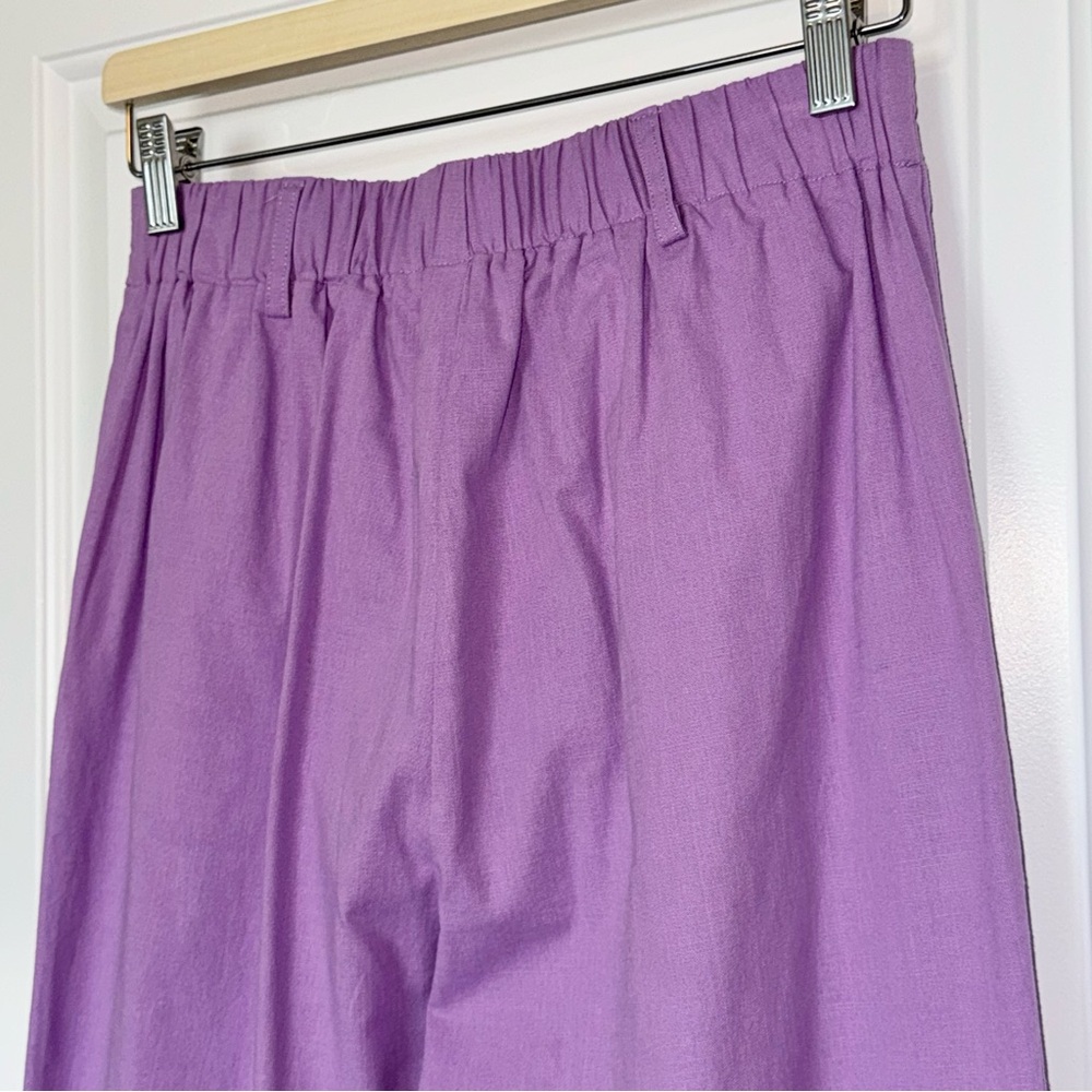 Commense Light Purple Lilac Cotton Pleated Pants Trousers pockets elastic, Small - Picture 7 of 10